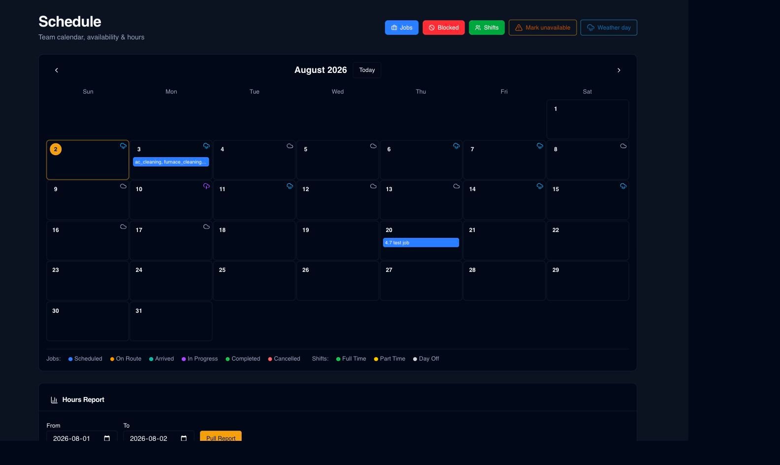 Schedule view